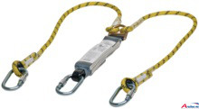 MSA Workman Twin Leg Energy Absorbing Lanyard, Kernmantle Rope,12mm 1.5m fixed, Aluminum screw carabiner, Aluminum screw carabiner